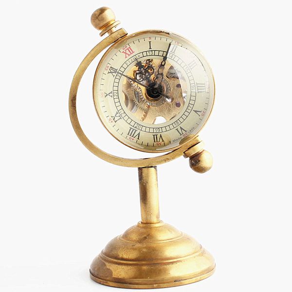 

antique glass ball brass global mechanical pocket watch roman number dial fob watch, Slivery;golden