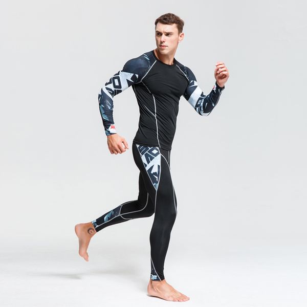 

cycling jerseys women's men tracksuit cycling underwear set compression t shirt rashguard men base layer sport training suit, Black;blue