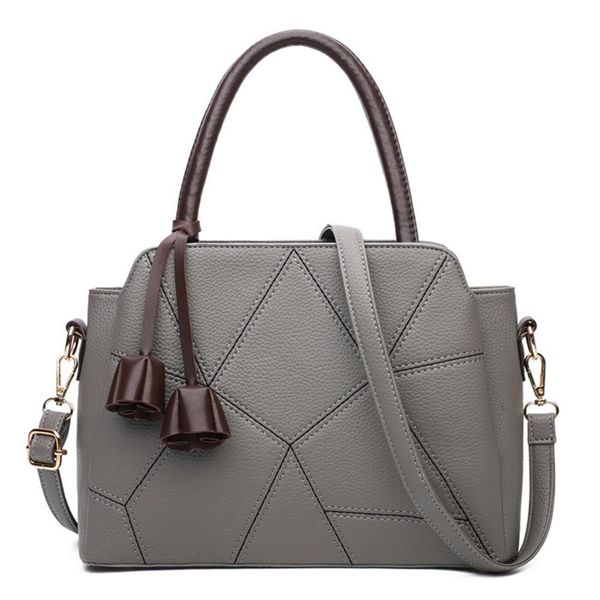 

banabanma stylish pu leather handle satchel with pendant stitching lichee pattern shoulder bag handbag for women zk30