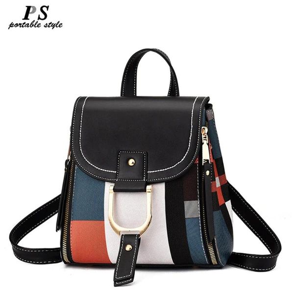 

pu leather women backpack bag shoulder school bag for girls teenage multi-use daypack knapsack hand crossbody