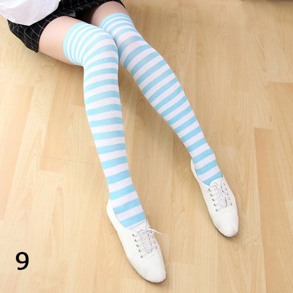 

women stockings new fashion striped knee socks girls long thigh high cotton socks female warm sweet lovely colorful medias, Black;white