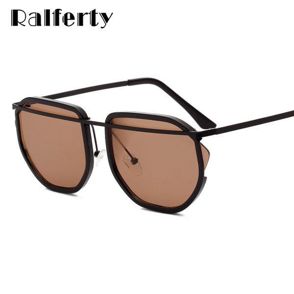 

ralferty vintage sunglasses women men retro brand designer 2019 brown shades irregular sun glasses female gunes gozlugu w813085, White;black