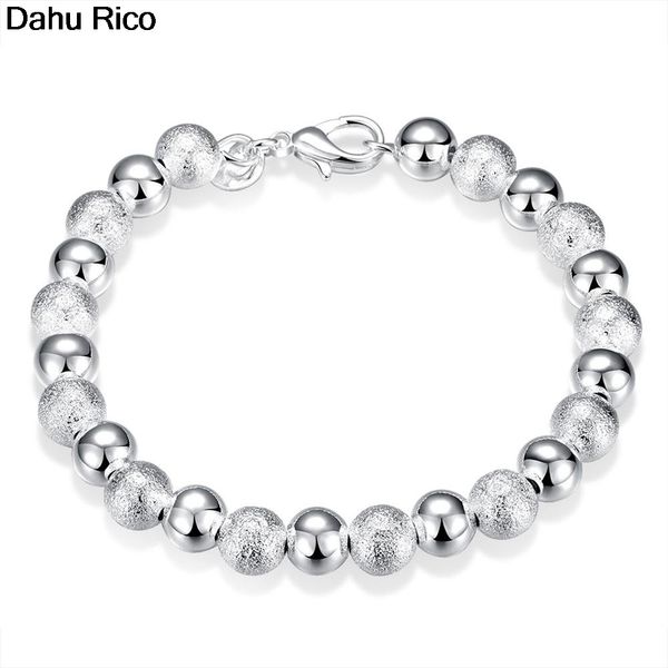 

8mm beads rosary polished sphere braclet braccialetti zincir chains silver color accesorios playa imitacion dahu rico bracelets, Black