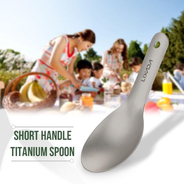 

lixada short handle titanium spoon ultralight children baby spoon outdoor camping picnic flatware outdoor tableware