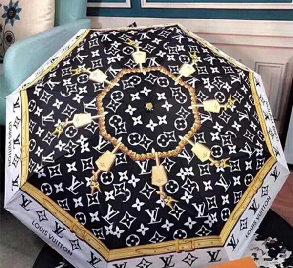 

Brand de ign letter umbrella women men luxury cla ic prited camellia umbrella 3 fold luxury logo umbrella windproof with gift box