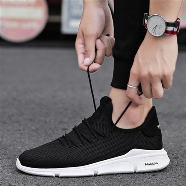 

vogue men casual shoes lightweight breathable flats men shoes footwear loafers casual sneakers, Black