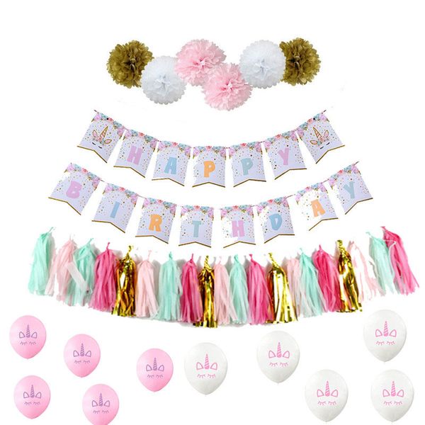 

weigao happy birthday party lunch disposable tableware sets pink/white unicorn theme party kits unicorn birthday baby shower kit