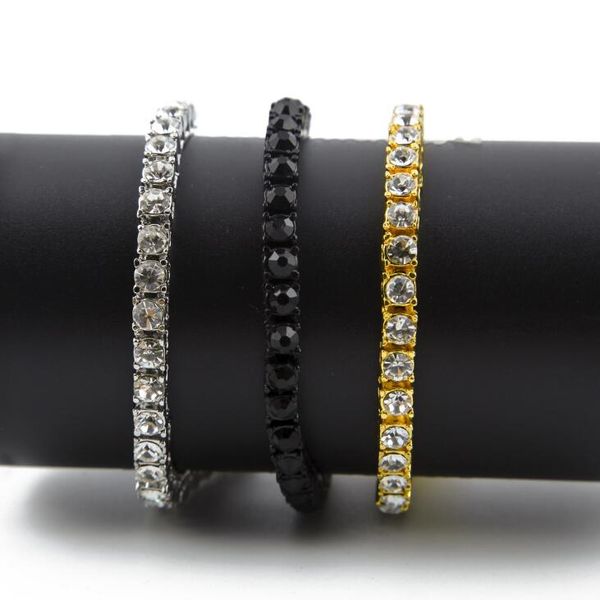 

Iced Out Single Row Rhinestone Bracelet Men's Hip Hop Style Jewelry Clear CZ Diamond 7-9 Inch Bling Chain Bracelets