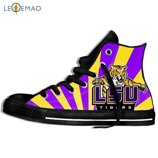 

custom logo image printing sneakers shoes lsu tigers college men and university canvas breathable zapatos de mujer outdoor, Black