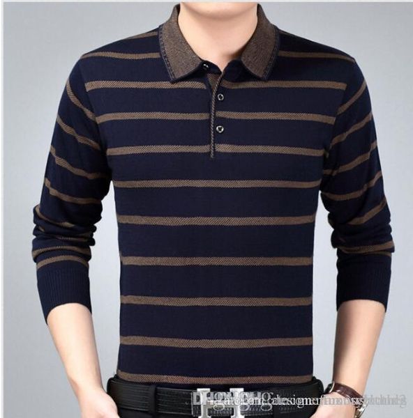 

новый мужской трикотажные полосатый polos мода отец одежда мужчины дизайнерские polo tshirt осень весна бизнес tops, White;black