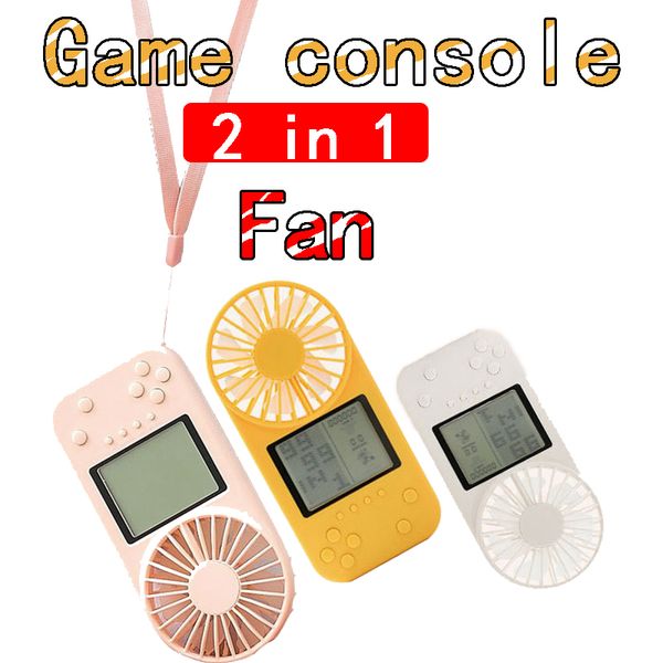 

2020 new mini fan game console 2 in 1 portable handheld fan usb charging hanging neck silent small fan adjustable wind speed