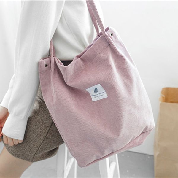 

new shoulder bag female high capacity women corduroy tote ladies casual lady's bag foldable reusable shopping beach bag sac