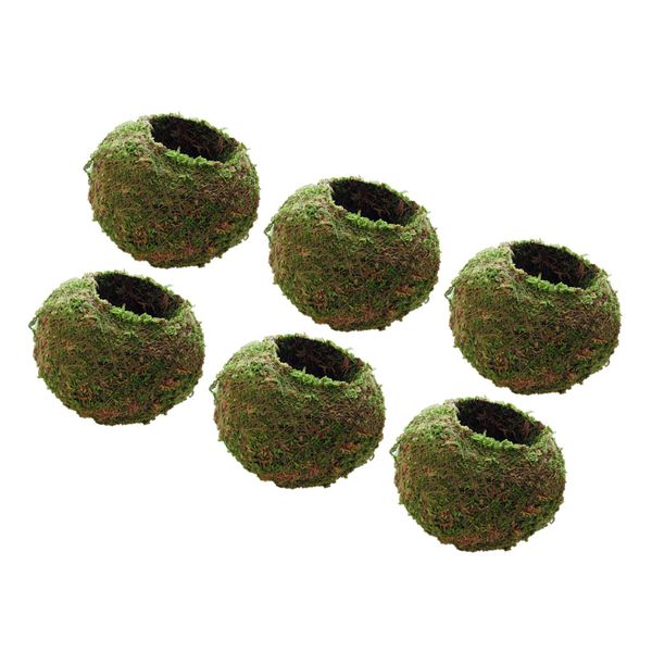 

6 piece 15cm mini garden pot moss ball set bonsai decor gardening pot woven