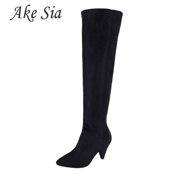 

2018 winter new boots women's fashion simple and comfortable women's shoes sweet suede pointed boots y100