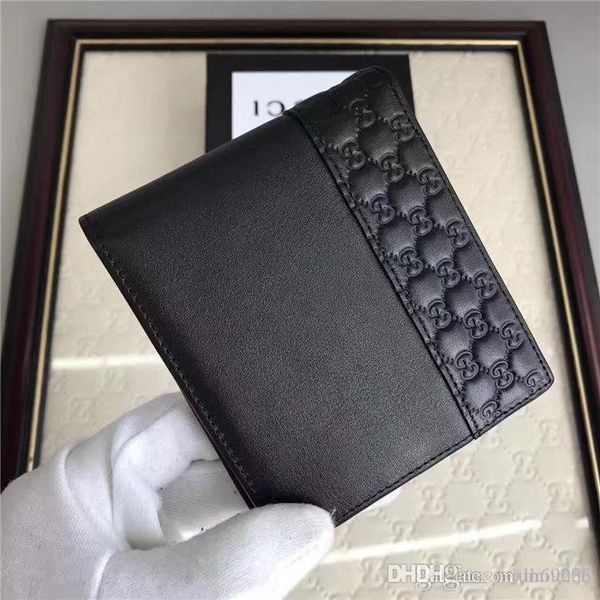 

with box 2020 men leather classic luxurys wallet casual short designers card holder holder pocket fashion wallets men wallet,0015, Red;black