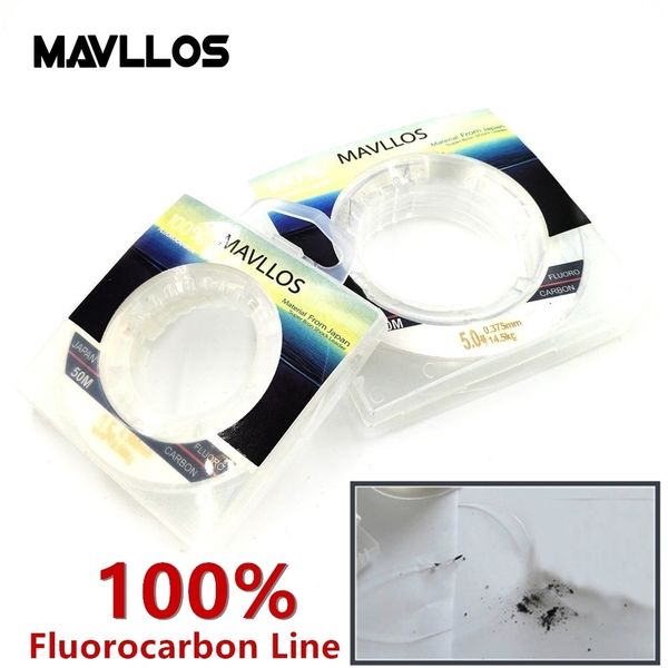 

mavllos 50m ture 100% fluorocarbon fishing line sink monofilament fluorocarbon line carbon fiber leader fishing invisible