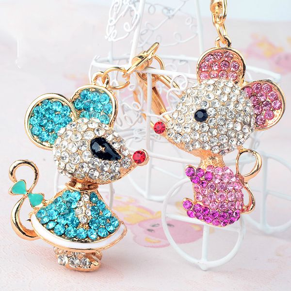 

дизайнер мило новая мода милая пара мышь брелок женский горный хрусталь кристалл кулон сумочка кошелек сумка брелок подарок, Silver