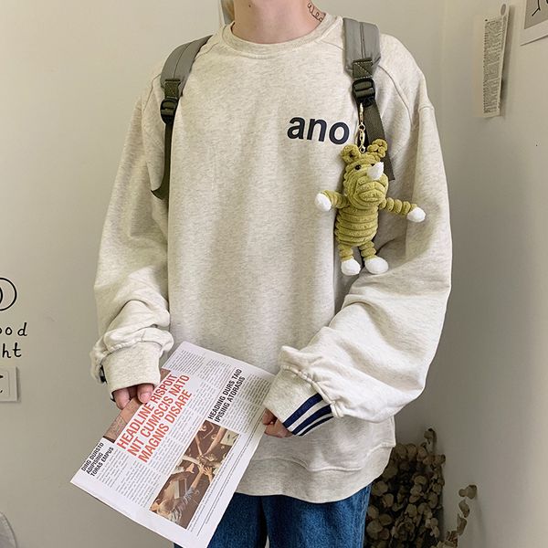 

2019 осень новой корейской версии поддельный двухсекционный прострочкой мужская письмо печать сыпучие harajuku простой повседневный пуловер, Black