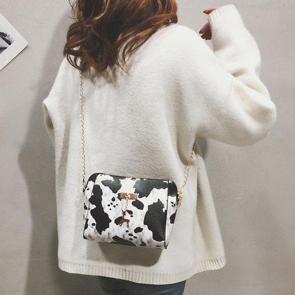 

crossbody bag for women cow pattern shoulder bags chain small square bag female handbag single messenger bags bolsa feminina