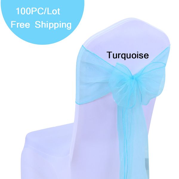 

100pc/set wedding chair bow organza sashes 18x275cm organza sash chair decoration tie bands of wedding l banquet party