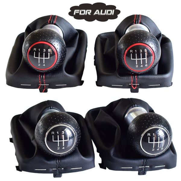 

black leather car gear shift knob lever handball with gaiter boot leather cover for a3 s3 2001 2002 2003 manual 5 6 speed