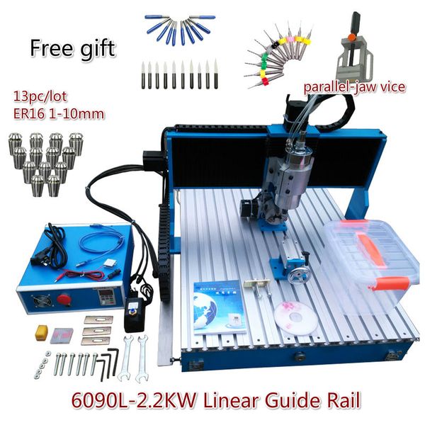 

ly 6090l-2.2kw linear guide rail cnc router engraver/engraving drilling and milling machine