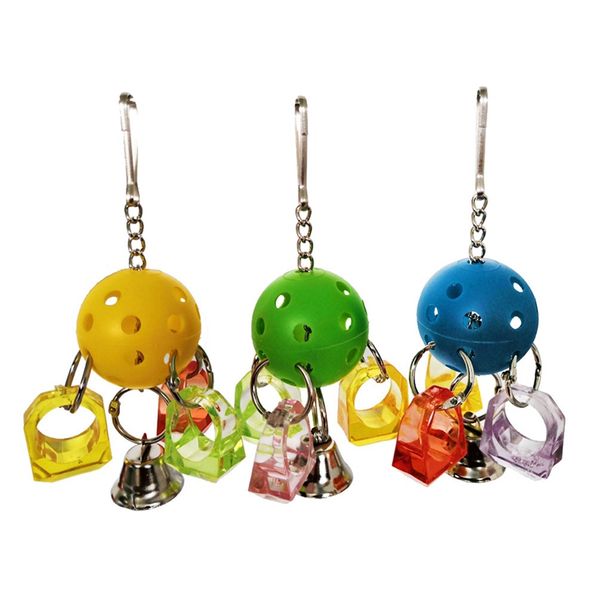

colorful bird toy plastic ball chain chew toy rotated horse ring ball for parrot