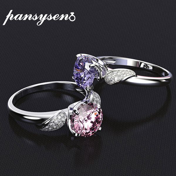 

pansysen pure 925 sterling silver jewelry wedding engagement rings for women luxury 8x8mm gemstone ring size 6-9