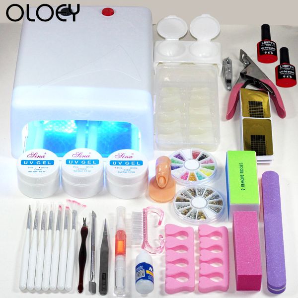 

36w nail dryer set for manicure nail extension uv gel manicure kit sets uv gel varnish polish false tip polish set