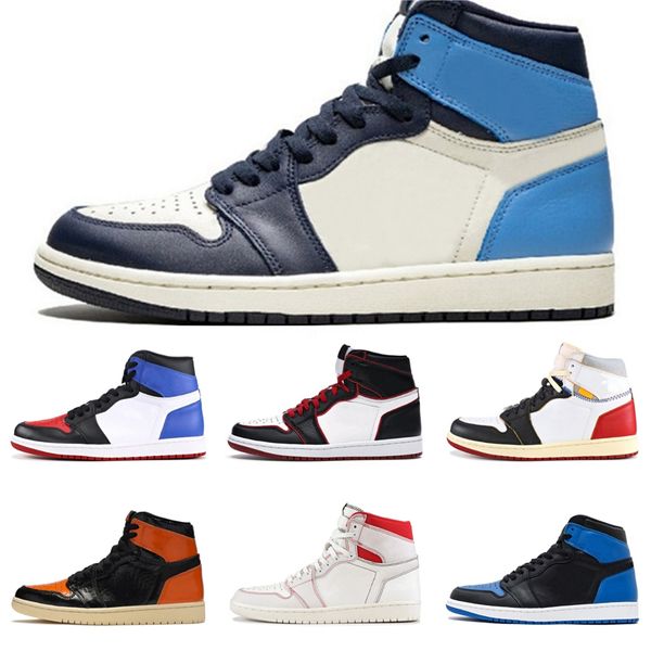 

новый 1s high дизайнерские баскетбольная обувь кроссовки jumpman unc 1 top 3 mens чествование royal black white мужчины женщины спортивная о