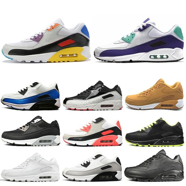 

nike air max 90 дизайнерская уличная обувь тройной белый черный для мужчин женщин верхних женщин желтые виноградные хищники be true mens бег