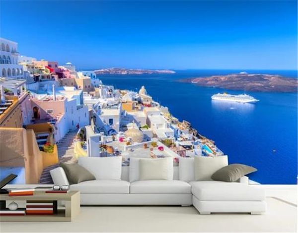 

european wallpaper high-definition beautiful greek landscape indoor tv background wall decoration mural wallpaper