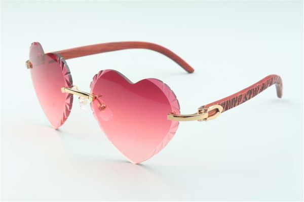 

selling direct sales high-quality new heart shaped cutting lens sunglasses 8300687, tiger natural wooden temples size: 58-18-135 mm, White;black