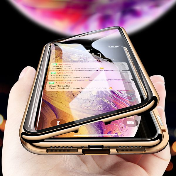

Престижное Magnetic Адсорбция Upgrade двойной стороны стекла чехол для iPhone 11 Pro XS MAX XR Plus З