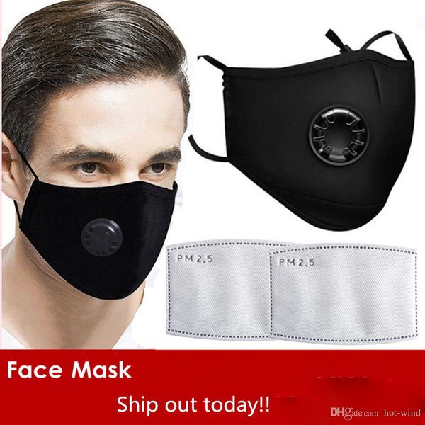 

dhl reused face masks anti-dust smoke outdoor indoor adjustable reusable protection 2 pm2.5 filters mouth mask for women man