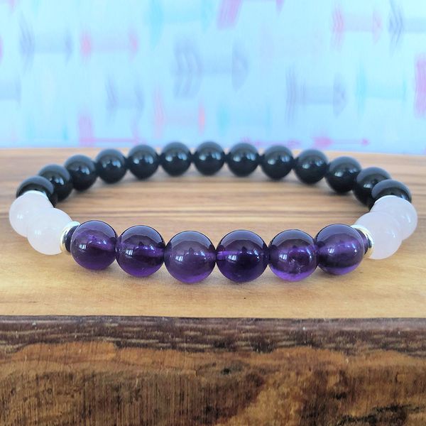 

wholesale grade black tourmaline bracelet genuine rose crystal gem stones bracelet wrist mala yoga, Golden;silver