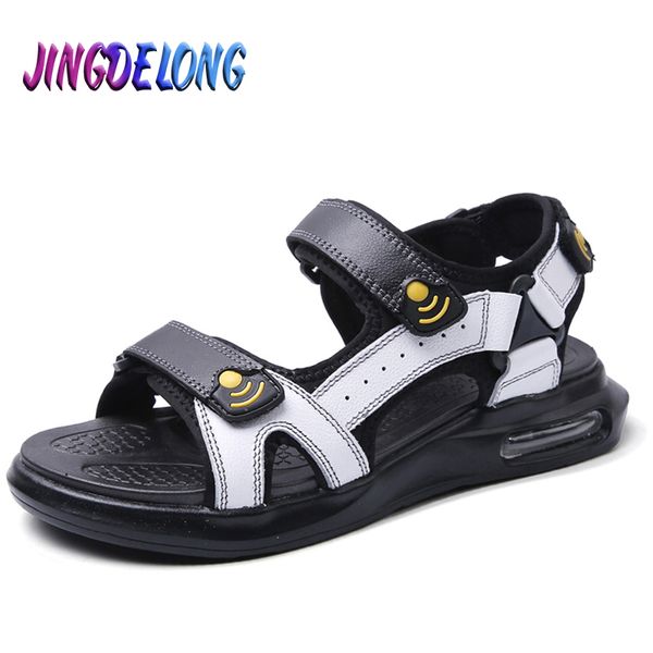 

2020 new mens gladiator sandals summer genuine leather mens sandals comfortable men beach fashion water shoes 38-46, Black