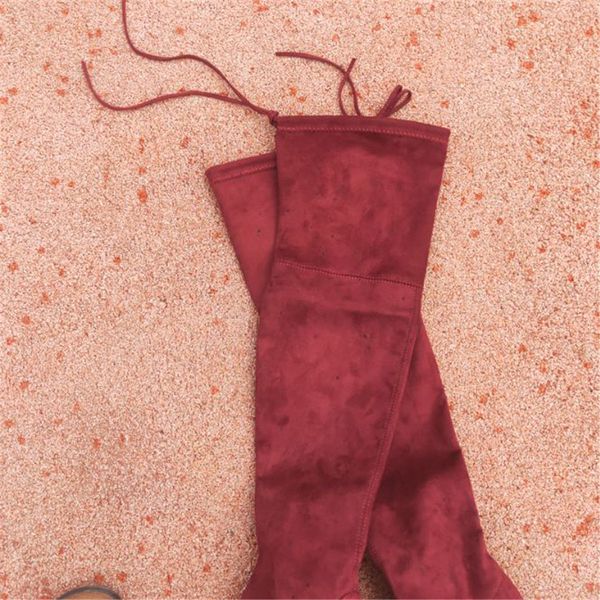 

big size ladies quality red mouth super high overknee elastic cool boots, Black