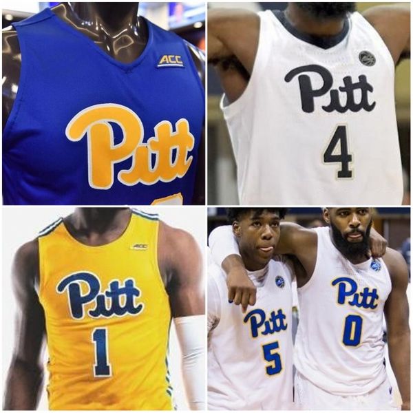 

custom pittsburgh panthers 2019 pitt basketball any name number navy blue white yellow 1 xavier johnson 2 trey mcgowens men youth kid jersey, Black