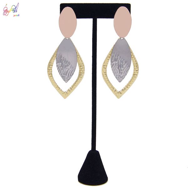 

yulaili new korean leaf shape drop earrings 2020 for women fashion vintage geometric alloy dangle hanging earring jewelry, Silver