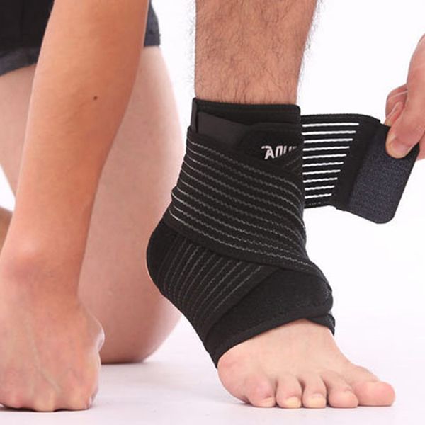 

new style professional adjustable sports ankle strain wraps bandages elastic ankle support brace protector for fitness running, Blue;black