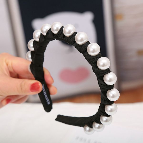 

silk personality pearl headband hair style girl easy with headband alice band cerchietto aliceband silk personality pzecx, Black;brown