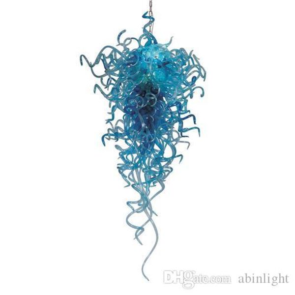 

2016Newest Contemporary Hand Blown Glass Custom Chandelier European Style Hotel Lobby Decoration Top Design Blue Murano Glass Pendant Lamps