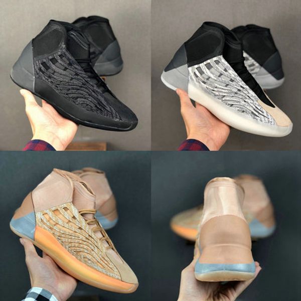 

new quantum kanye west basketball shoes for men static white mid mens designer sport sneakers triple black grey orange trainers zapatos, White;red