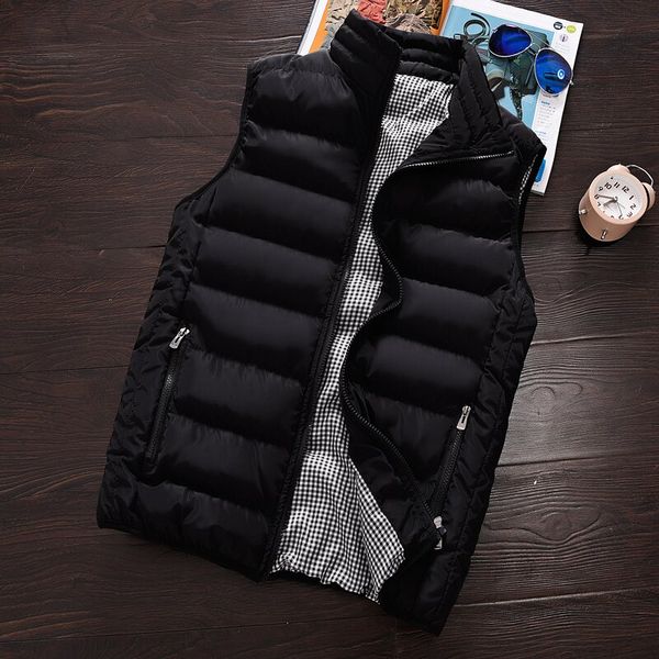

2019 new shelves fashion men's casual collar vest jacket, large size men's sleeveless cotton vest cotton jacket waistcoat m-5xl, Black;white
