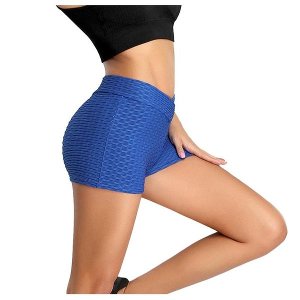 

fashion high waist yoga shorts blue plaid slim push up trousers women fitness gym clothing sport elastic breathable legging, White;red