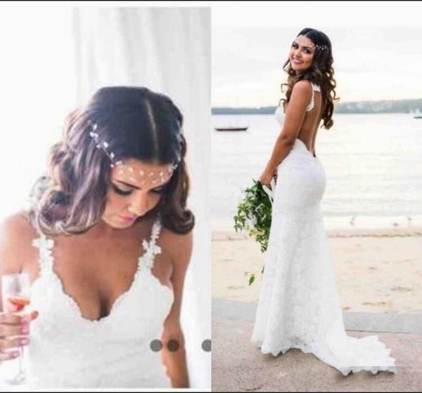 Simple Country Style Hoho Wedding Dress Deep V Neck Backless Plus