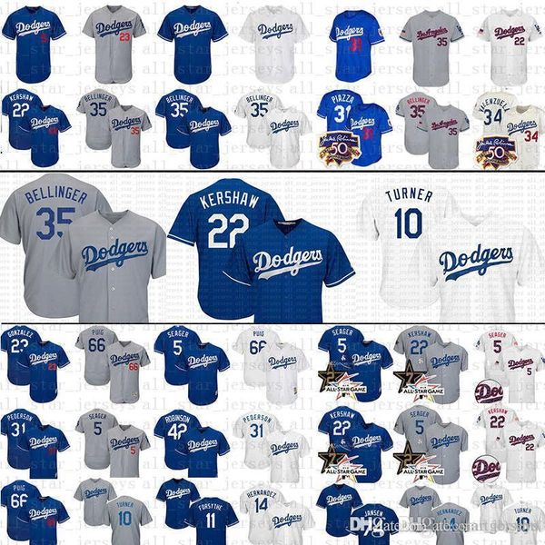 

10 Justin Turner Dodgers Baseball Jersey 22 Clayton Kershaw 5 Corey Seager Los Angeles 35 Cody Bellinger Taylor Robinson Hernandez Pederson