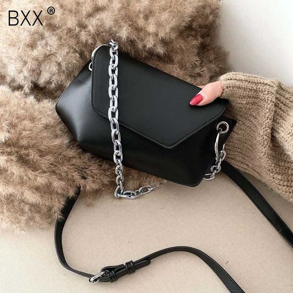 

bxx] solid color pu leather crossbody bags for women 2020 spring fashion female shoulder messenger bag lady chain purses hk604