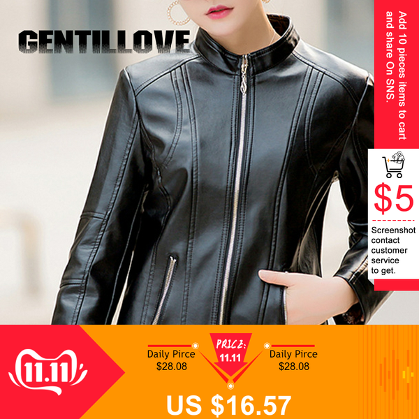 

classic slim autumn spring jacket pu leather o neck women motor biker coat black green quality basic streetwear female outwear